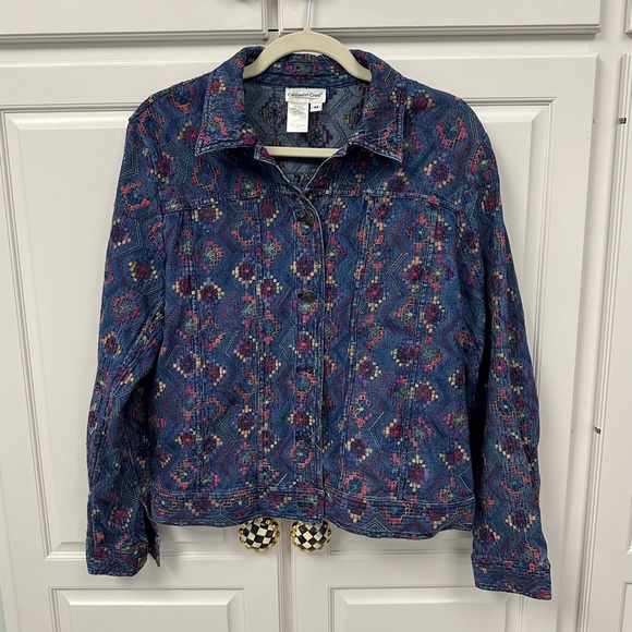 Coldwater Creek Embroidered Denim Jean Jacket Size-Medium - Picture 1 of 8